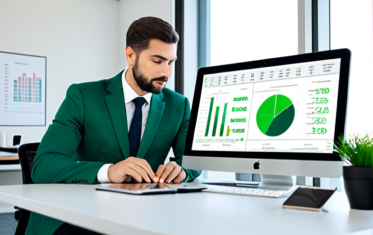 A professional person, fully clothed in a modest business suit, seated at a modern ergonomic desk in a bright, contemporary office. The person is thoughtfully interacting with a tablet displaying dynamic ESG investment charts and positive impact indicators. Subtle green accents, like a small plant, are visible in the background, symbolizing sustainable growth. The scene emphasizes clarity, confidence, and the overcoming of initial apprehension in the investment journey, reflecting a mindful approach to finance. Perfect anatomy, correct proportions, natural pose, well-formed hands, proper finger count, natural body proportions, high-quality professional photography. Safe for work, appropriate content, fully clothed, professional dress, family-friendly.
